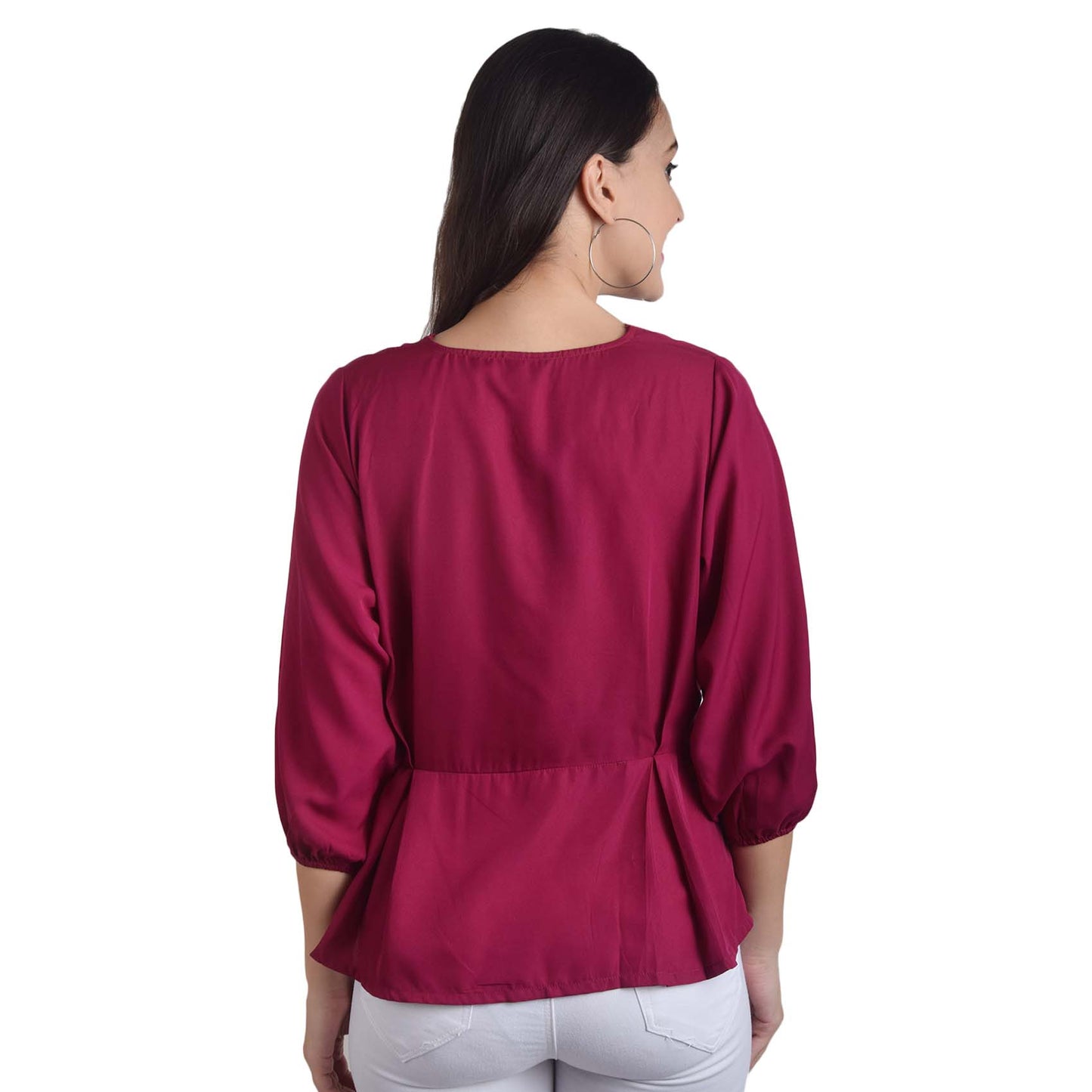 Three Quarter Sleeve Maroon Top